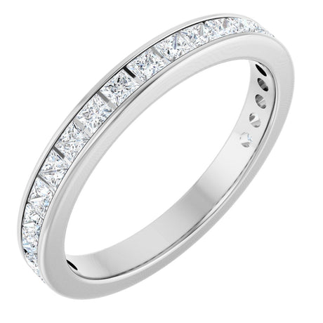 14K Gold Square Lab-Grown Diamond Channel-Set Anniversary Band – 2.25x2.25 mm Stones - White Gold