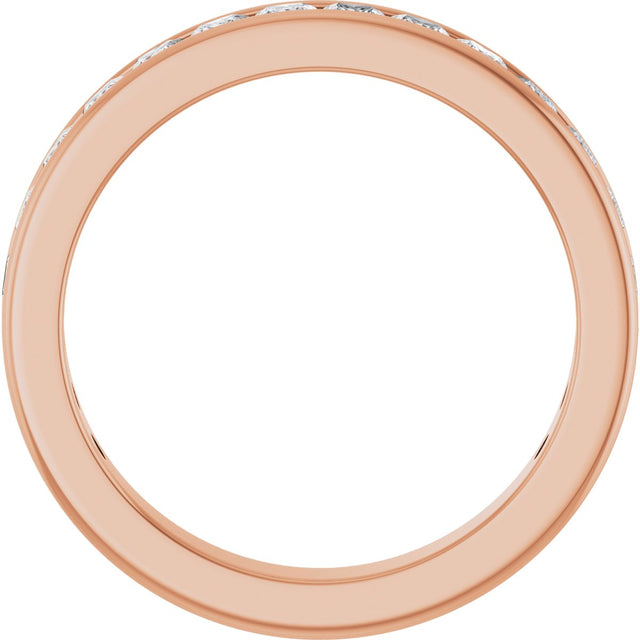 14K Gold Square Lab-Grown Diamond Channel-Set Anniversary Band – 2x2 mm Stones - Rose Gold - view 2