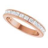 14K Gold Square Lab-Grown Diamond Channel-Set Anniversary Band – 2x2 mm Stones - Rose Gold - view 5