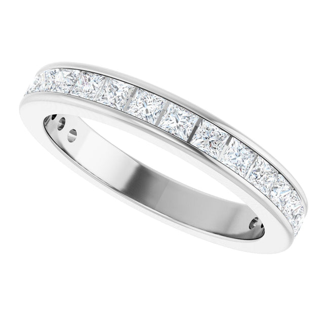 14K Gold Square Lab-Grown Diamond Channel-Set Anniversary Band – 2x2 mm Stones - White Gold - view 5