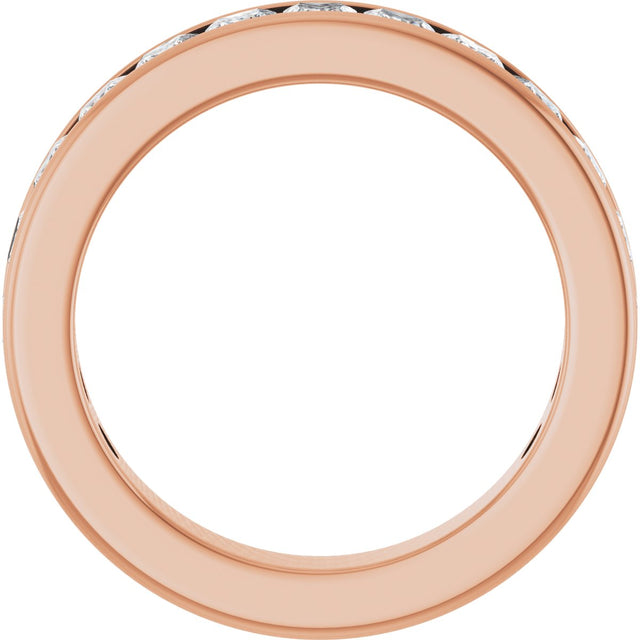 14K Gold Square Lab-Grown Diamond Channel-Set Anniversary Band – 2.25x2.25 mm Stones - Rose Gold - view 2
