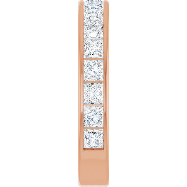14K Gold Square Lab-Grown Diamond Channel-Set Anniversary Band – 2.25x2.25 mm Stones - Rose Gold - view 4
