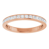 14K Gold Square Natural Diamond Channel-Set Anniversary Band – 2.5x2.5 mm Stones - Rose Gold - view 3