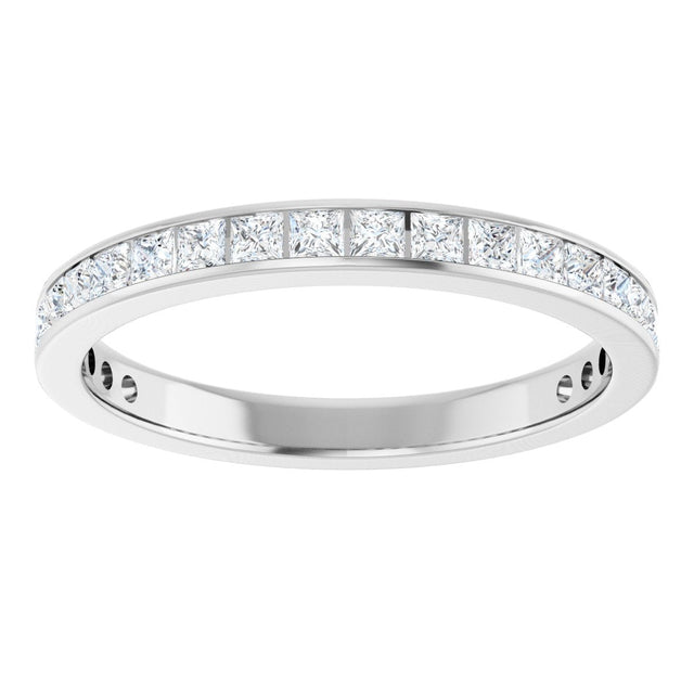 14K Gold Square Natural Diamond Channel-Set Anniversary Band – 2.5x2.5 mm Stones - White Gold - view 3
