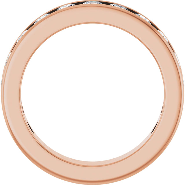 14K Gold Round Natural Diamond Channel-Set Anniversary Band – 3 mm Stones - Rose Gold - view 2