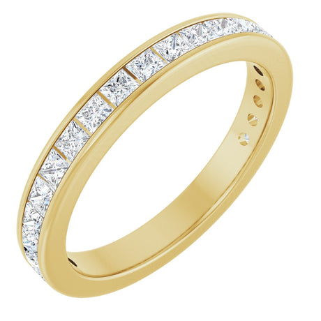 14K Gold Square Lab-Grown Diamond Channel-Set Anniversary Band – 2x2 mm Stones - Yellow Gold