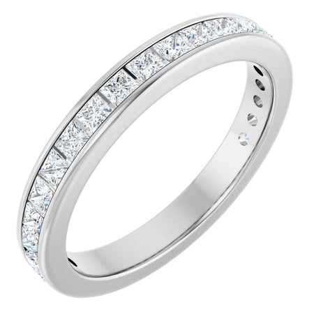 14K Gold Square Lab-Grown Diamond Channel-Set Anniversary Band – 2x2 mm Stones - White Gold