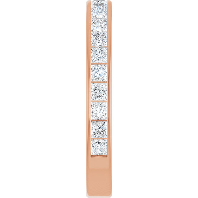 14K Gold Square Lab-Grown Diamond Channel-Set Anniversary Band – 2x2 mm Stones - Rose Gold - view 4