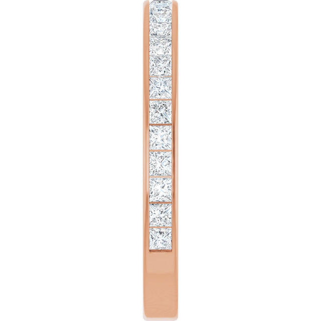 14K Gold Square Natural Diamond Channel-Set Anniversary Band – 2.25x2.25 mm Stones - Rose Gold - view 4