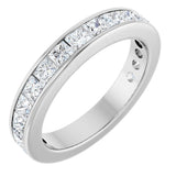 14K Gold Square Lab-Grown Diamond Channel-Set Anniversary Band – 2.25x2.25 mm Stones - White Gold