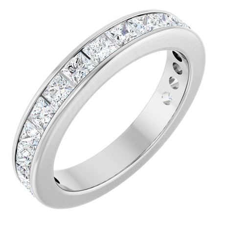 14K Gold Square Lab-Grown Diamond Channel-Set Anniversary Band – 2.25x2.25 mm Stones - White Gold
