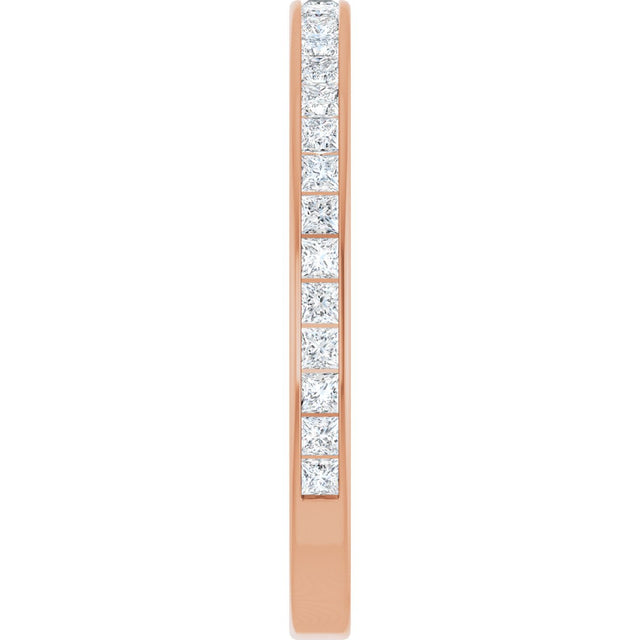 14K Gold Square Lab-Grown Diamond Channel-Set Anniversary Band – 2x2 mm Stones - Rose Gold - view 4
