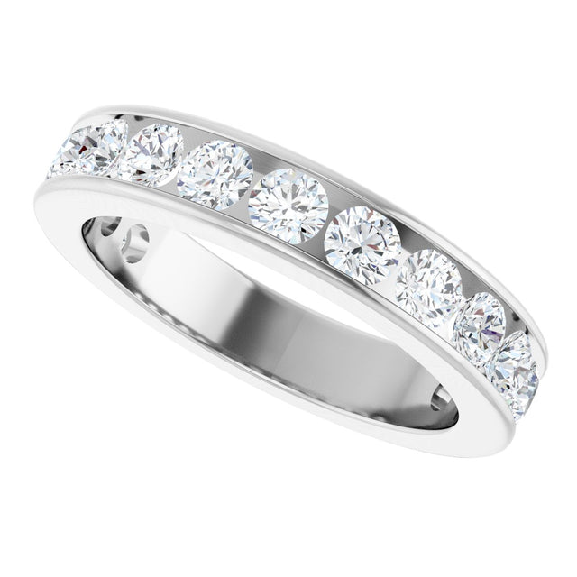 14K Gold Round Lab-Grown Diamond Channel-Set Anniversary Band – 3 mm Stones - White Gold - view 5
