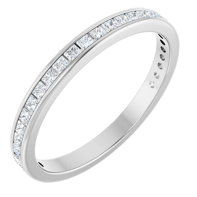14K Gold Square Natural Diamond Channel-Set Anniversary Band – 1.5x1.5 mm Stones - White Gold
