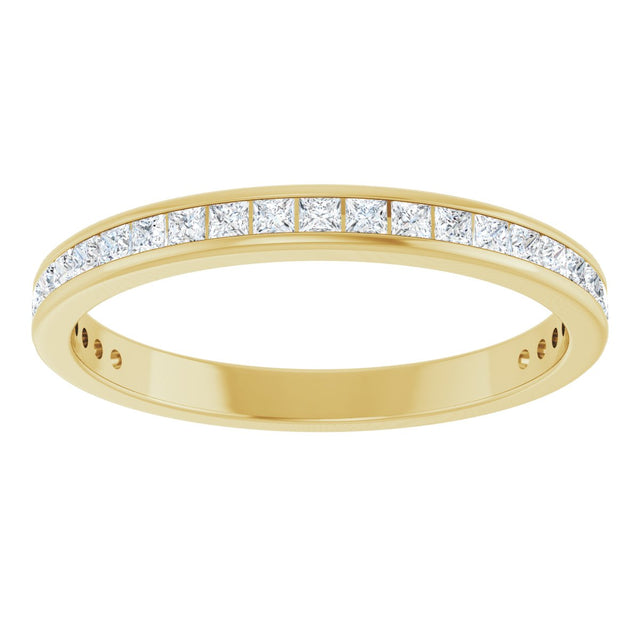 14K Gold Square Lab-Grown Diamond Channel-Set Anniversary Band – 1.5x1.5 mm Stones - Yellow Gold - view 3