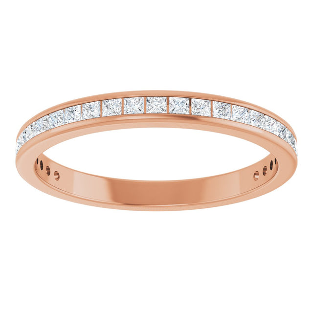 14K Gold Square Lab-Grown Diamond Channel-Set Anniversary Band – 1.5x1.5 mm Stones - Rose Gold - view 3