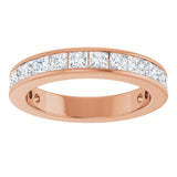 14K Gold Square Lab-Grown Diamond Channel-Set Anniversary Band – 2.25x2.25 mm Stones - Rose Gold - view 3