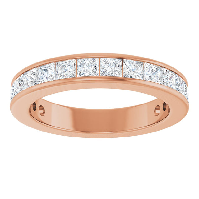 14K Gold Square Lab-Grown Diamond Channel-Set Anniversary Band – 2.25x2.25 mm Stones - Rose Gold - view 3