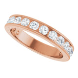 14K Gold Round Natural Diamond Channel-Set Anniversary Band – 2.5 mm Stones - Rose Gold - view 5