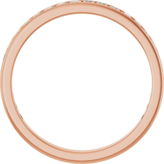 14K Gold Square Lab-Grown Diamond Channel-Set Anniversary Band – 2.25x2.25 mm Stones - Rose Gold - view 2