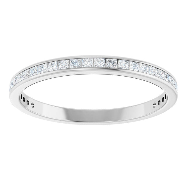 14K Gold Square Lab-Grown Diamond Channel-Set Anniversary Band – 1.75x1.75 mm Stones - White Gold - view 3
