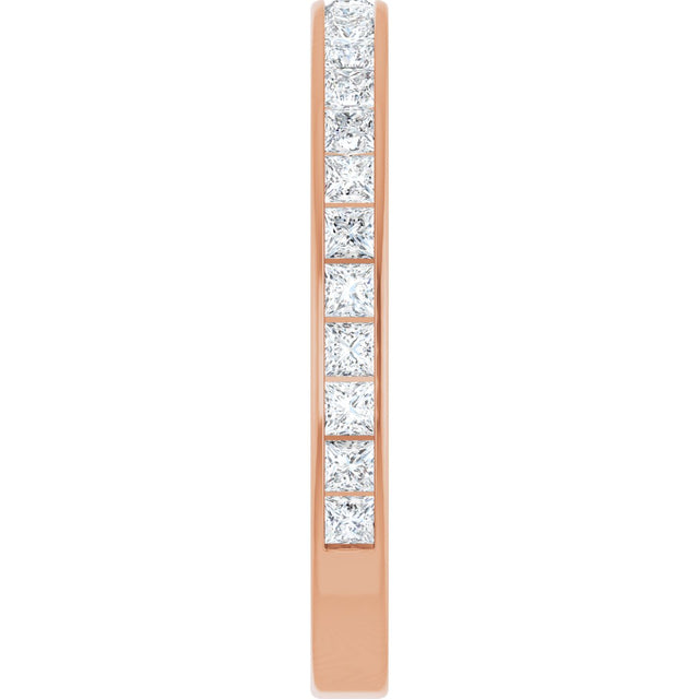 14K Gold Square Lab-Grown Diamond Channel-Set Anniversary Band – 2.25x2.25 mm Stones - Rose Gold - view 4