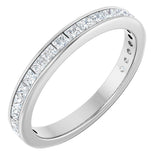 14K Gold Square Natural Diamond Channel-Set Anniversary Band – 2x2 mm Stones - White Gold