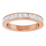 14K Gold Square Lab-Grown Diamond Channel-Set Anniversary Band – 3x3 mm Stones - Rose Gold - view 3