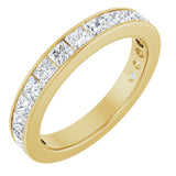 14K Gold Square Lab-Grown Diamond Channel-Set Anniversary Band – 3x3 mm Stones - Yellow Gold