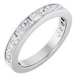 14K Gold Square Lab-Grown Diamond Channel-Set Anniversary Band – 3x3 mm Stones - White Gold
