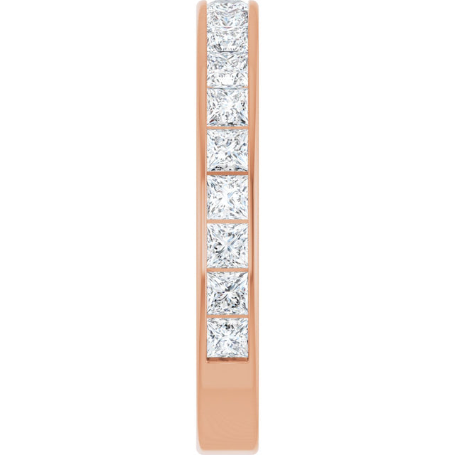 14K Gold Square Natural Diamond Channel-Set Anniversary Band – 2.5x2.5 mm Stones - Rose Gold - view 4