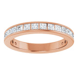 14K Gold Square Lab-Grown Diamond Channel-Set Anniversary Band – 2x2 mm Stones - Rose Gold - view 3