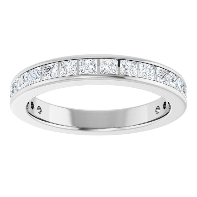 14K Gold Square Lab-Grown Diamond Channel-Set Anniversary Band – 2x2 mm Stones - White Gold - view 3