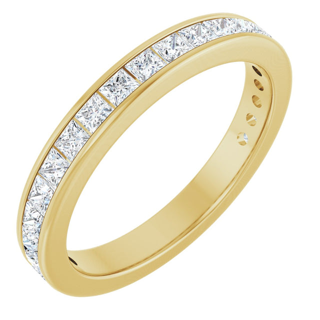 14K Gold Square Lab-Grown Diamond Channel-Set Anniversary Band – 2x2 mm Stones - Yellow Gold
