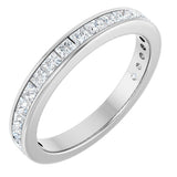 14K Gold Square Lab-Grown Diamond Channel-Set Anniversary Band – 2x2 mm Stones - White Gold