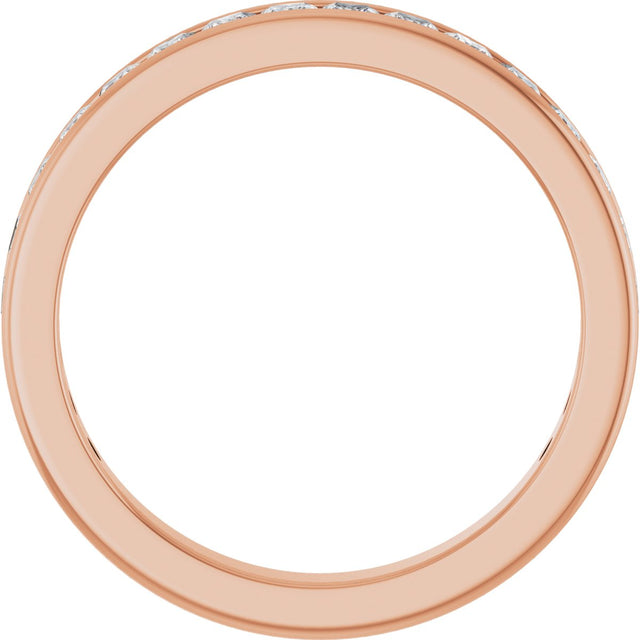 14K Gold Square Natural Diamond Channel-Set Anniversary Band – 2x2 mm Stones - Rose Gold - view 2
