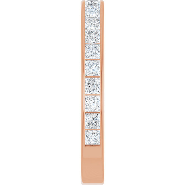 14K Gold Square Lab-Grown Diamond Channel-Set Anniversary Band – 2.25x2.25 mm Stones - Rose Gold - view 4
