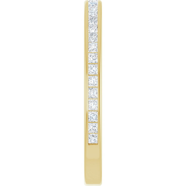 14K Gold Square Natural Diamond Channel-Set Anniversary Band – 1.5x1.5 mm Stones (3/4 CTW) - Yellow Gold - view 4