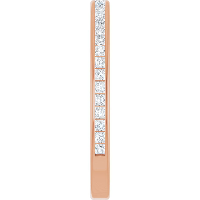 14K Gold Square Natural Diamond Channel-Set Anniversary Band – 1.5x1.5 mm Stones (3/4 CTW) - Rose Gold - view 4