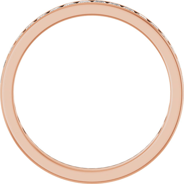 14K Gold Square Lab-Grown Diamond Channel-Set Anniversary Band – 2.5x2.5 mm Stones (2 1/3–2 3/8 CTW) - Rose Gold - view 2