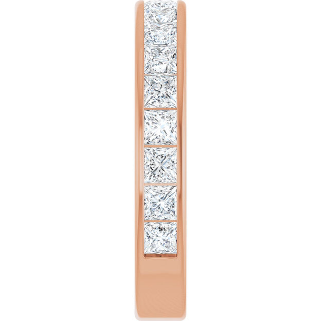 14K Gold Square Lab-Grown Diamond Channel-Set Anniversary Band – 2.25x2.25 mm Stones - Rose Gold - view 4
