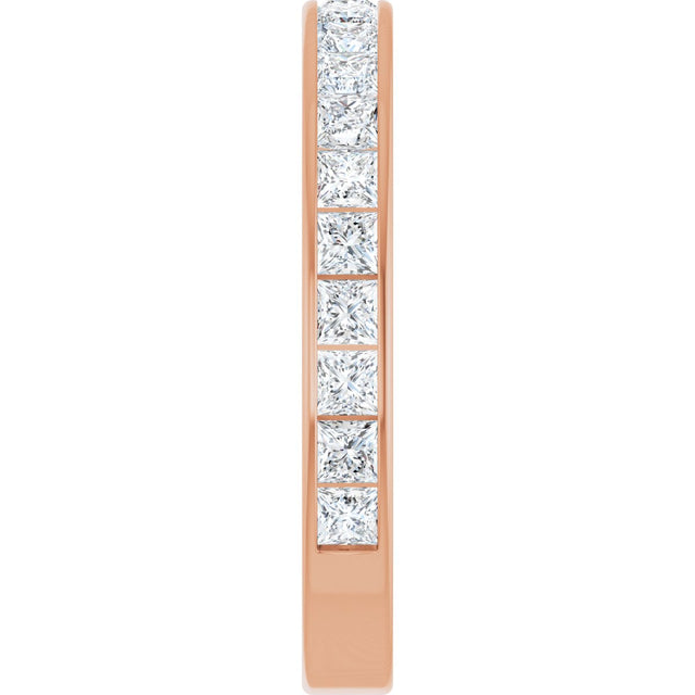 14K Gold Square Lab-Grown Diamond Channel-Set Anniversary Band – 2.5x2.5 mm Stones - Rose Gold - view 4