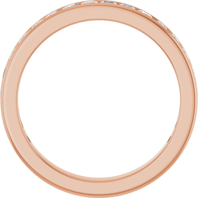 14K Gold Square Lab-Grown Diamond Channel-Set Anniversary Band – 2x2 mm Stones - Rose Gold - view 2