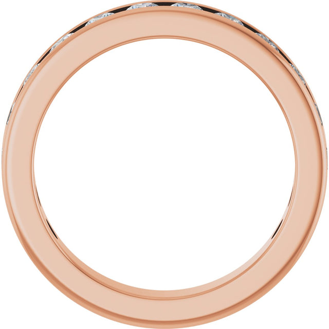 14K Gold Round Lab-Grown Diamond Channel-Set Anniversary Band – 2.5 mm Stones - Rose Gold - view 2