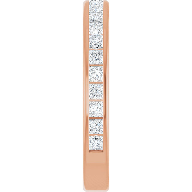 14K Gold Square Natural Diamond Channel-Set Anniversary Band – 1.5x1.5 mm Stones - Rose Gold - view 4