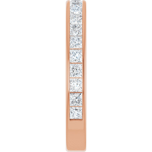 14K Gold Square Natural Diamond Channel-Set Anniversary Band – 2x2 mm Stones - Rose Gold - view 4