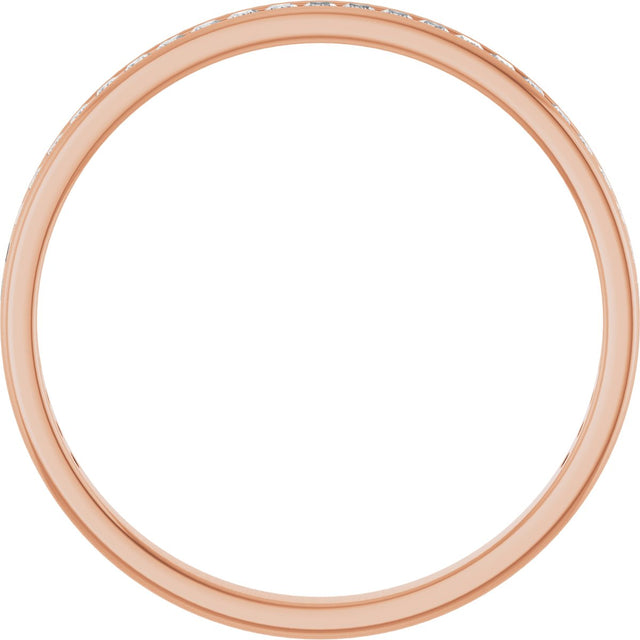 14K Gold Square Lab-Grown Diamond Channel-Set Anniversary Band – 1.5x1.5 mm Stones (3/4 CTW) - Rose Gold - view 2