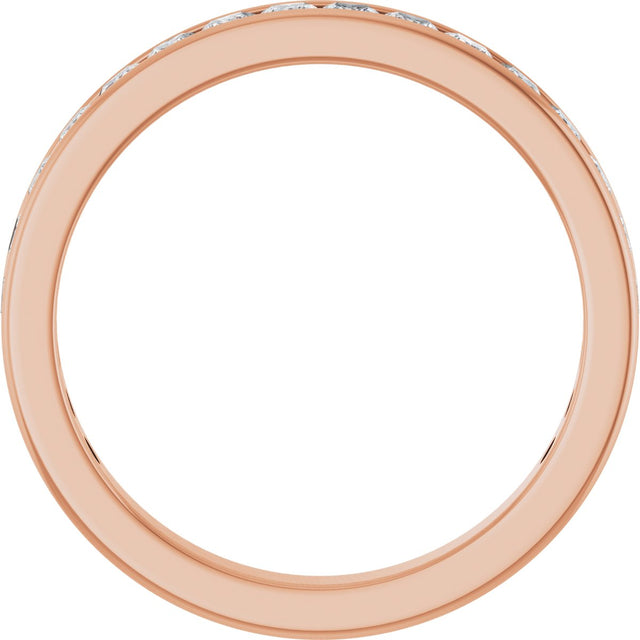 14K Gold Square Lab-Grown Diamond Channel-Set Anniversary Band – 2.25x2.25 mm Stones - Rose Gold - view 2