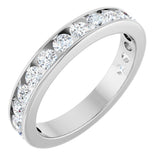 14K Gold Round Natural Diamond Channel-Set Anniversary Band – 3 mm Stones - White Gold