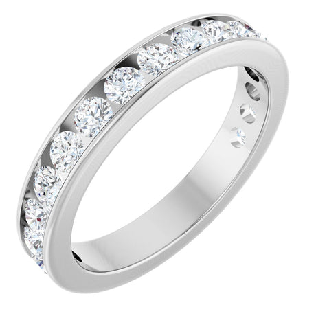 14K Gold Round Lab-Grown Diamond Channel-Set Anniversary Band – 3 mm Stones - White Gold